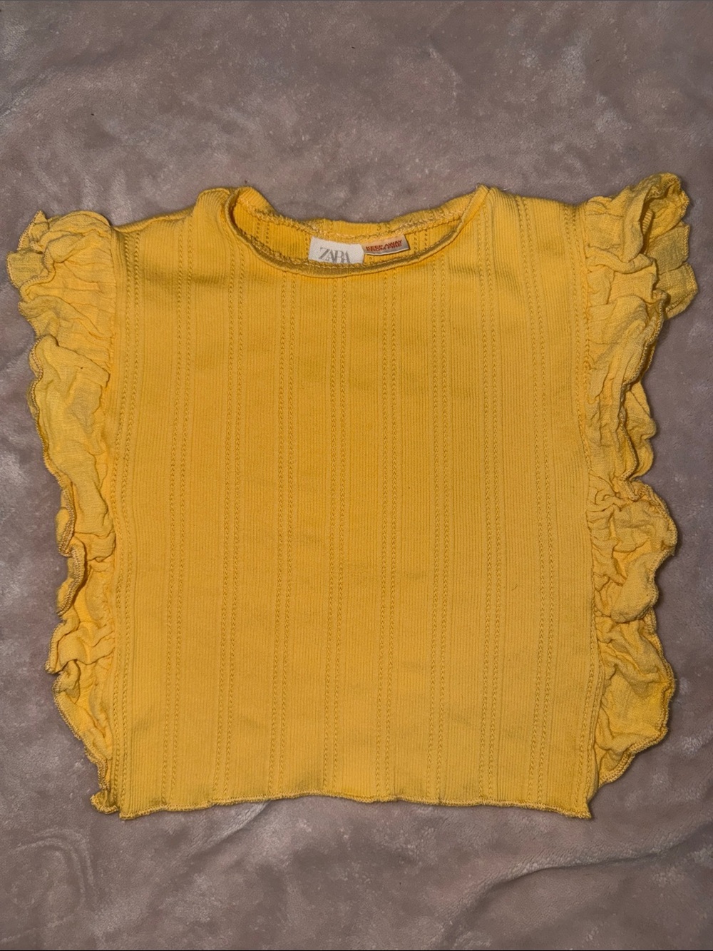 Zara Girls Bright Yellow Ruffle Sleeve Tank Top
